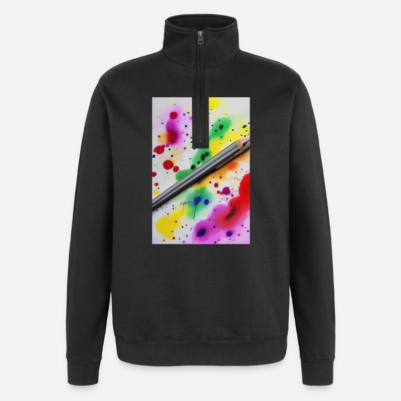 Éclaboussures de peinture - Sweat à zip 1/4 - noir