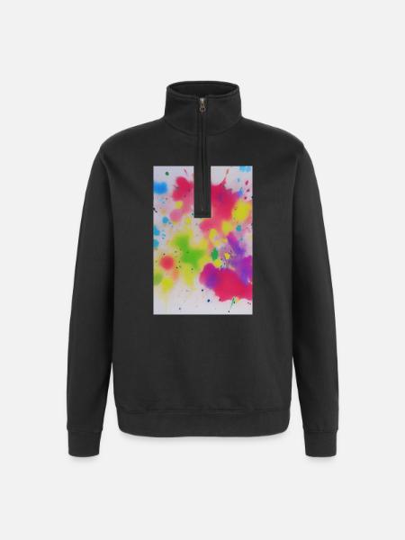 Bunte Farbspritzer - Quarter-Zip-Sweatshirt - Schwarz