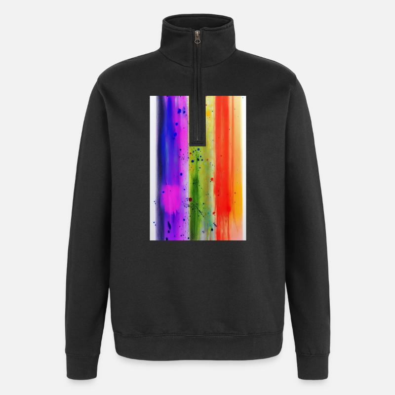 Farbspritzer - Quarter-Zip-Sweatshirt - Schwarz