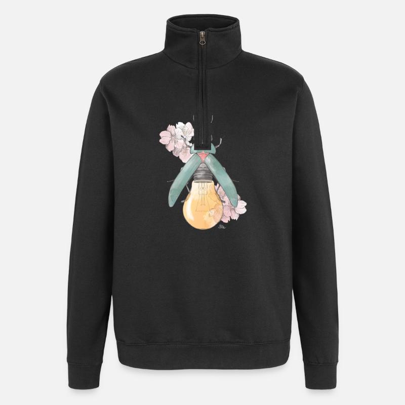 Birne | Blüte | Käferchen - Quarter-Zip-Sweatshirt - Schwarz