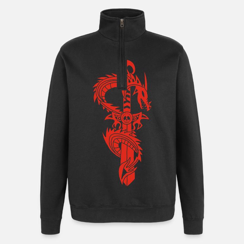 Le dragon rouge et l'épée - Sweat à zip 1/4 - noir