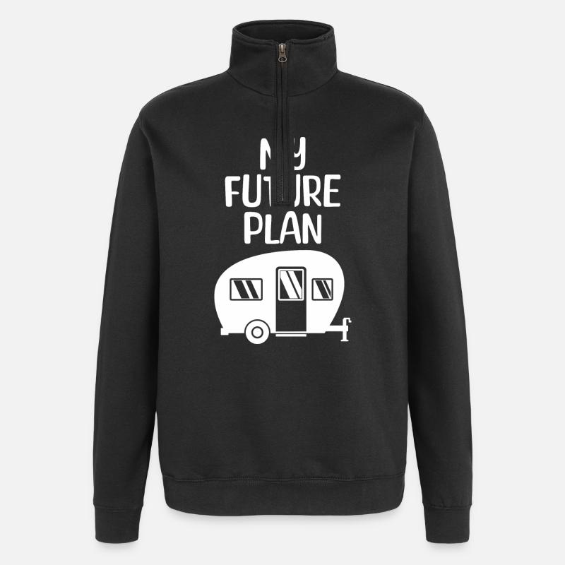 Camping-car Randonneur Déclaration Camping Camper - Sweat à zip 1/4 - noir