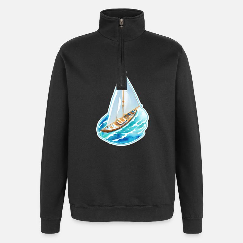 Segelschiff - Quarter-Zip-Sweatshirt - Schwarz
