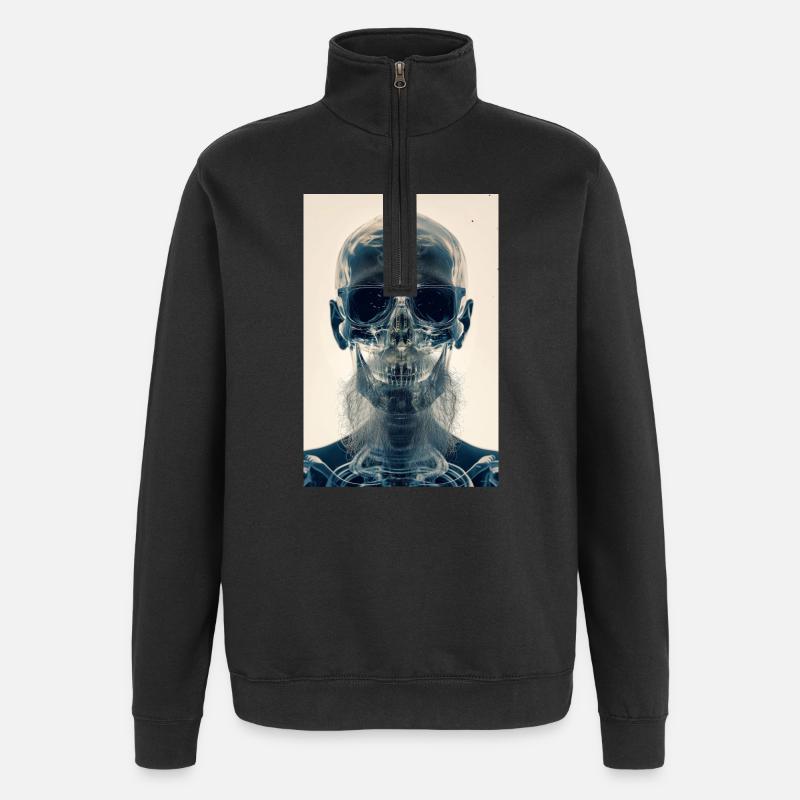 Röntgen Hipster Schädel - Quarter-Zip-Sweatshirt - Schwarz