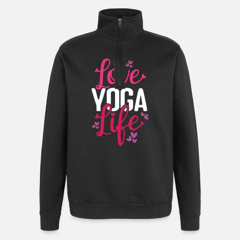 Ich liebe das Yoga-Leben - Quarter-Zip-Sweatshirt - Schwarz