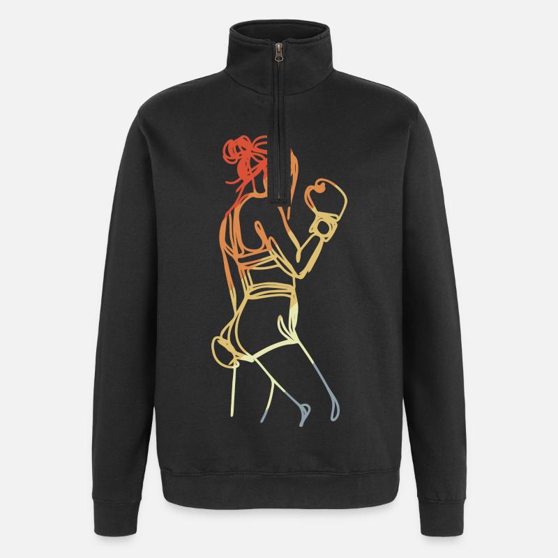 Weiblicher Boxer Retro - Quarter-Zip-Sweatshirt - Schwarz