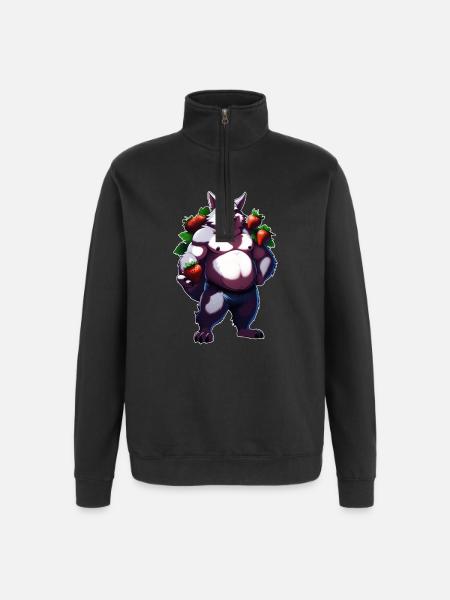 Wolf Strawberry 1 - Quarter-Zip Sweatshirt - black