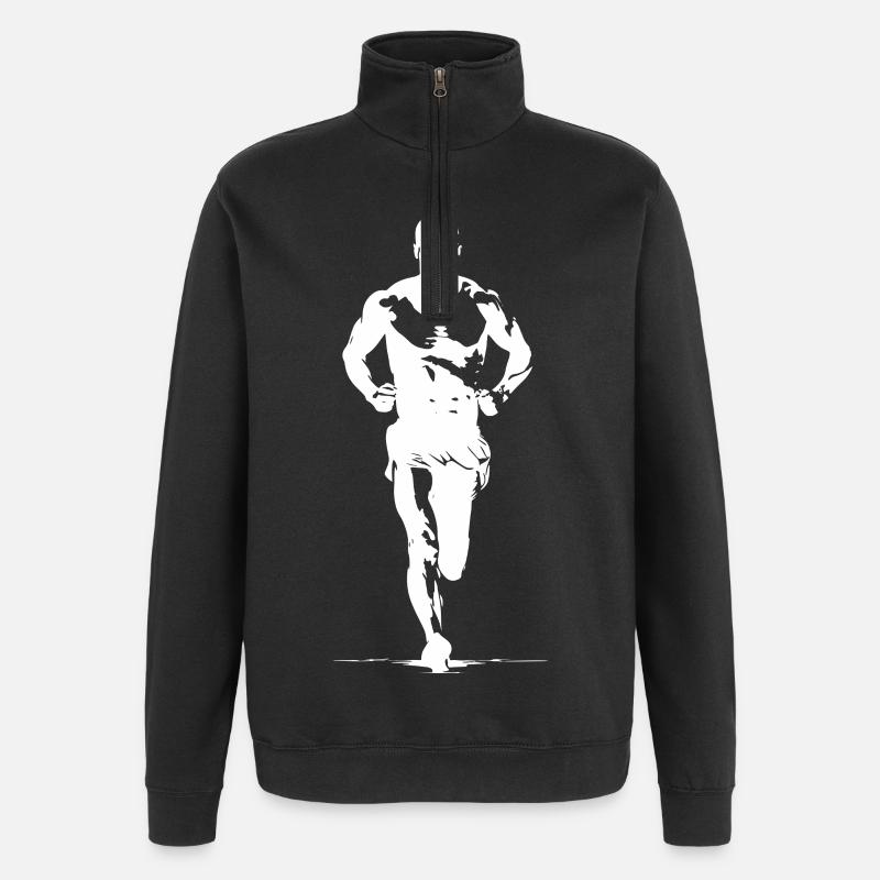 Marathon Runner Sketch - Quarter-Zip Sweatshirt - black