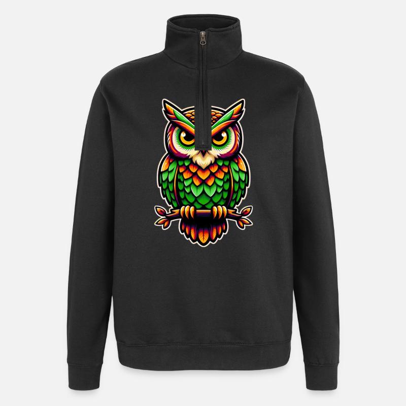 Owl - Quarter-Zip Sweatshirt - black