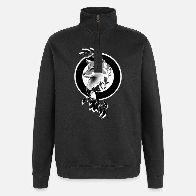 Moon Circle Fox - Quarter-Zip Sweatshirt - black