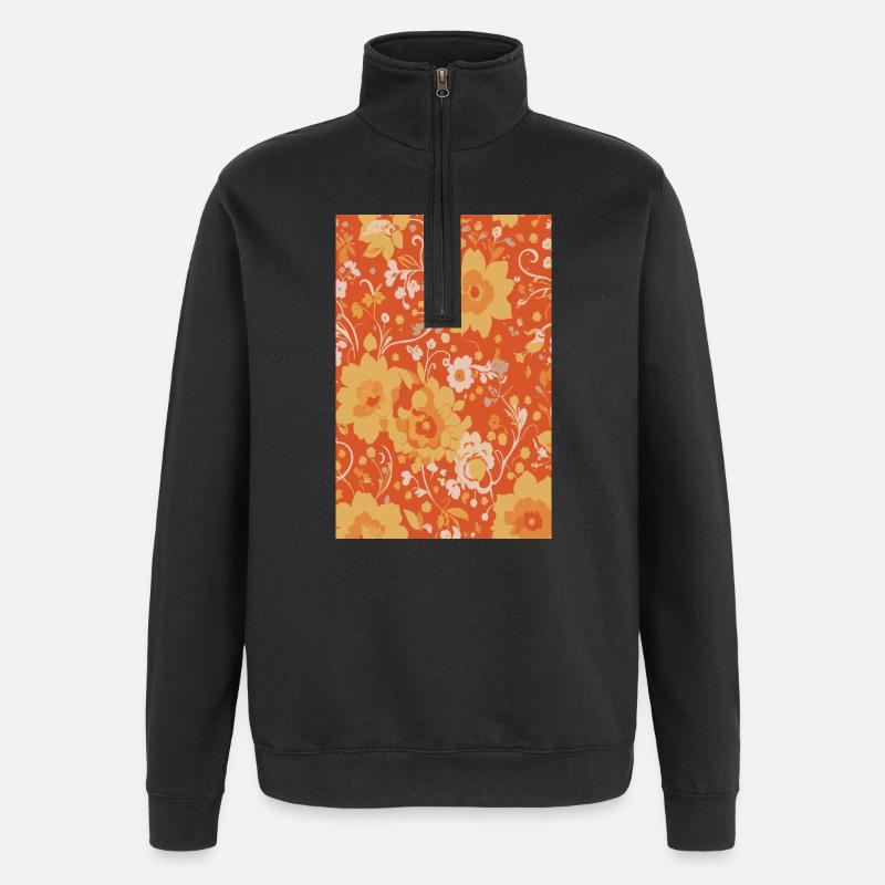 Retro Century Blossom Blumenmuster - Quarter-Zip-Sweatshirt - Schwarz