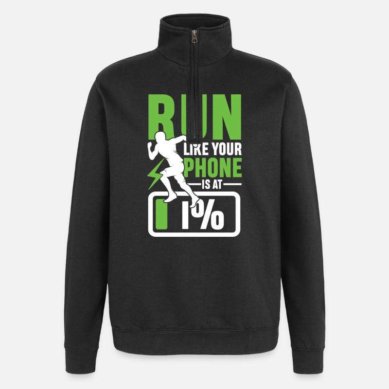 Run like your phone is 1 - Quarter-Zip-Sweatshirt - Schwarz
