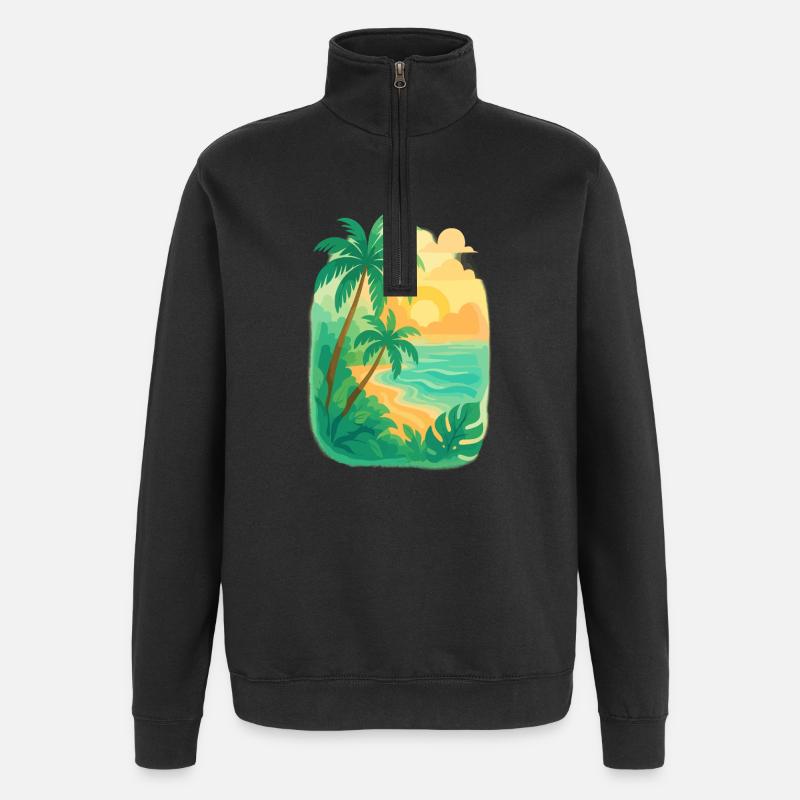 Tranquillité tropicale - Sweat à zip 1/4 - noir