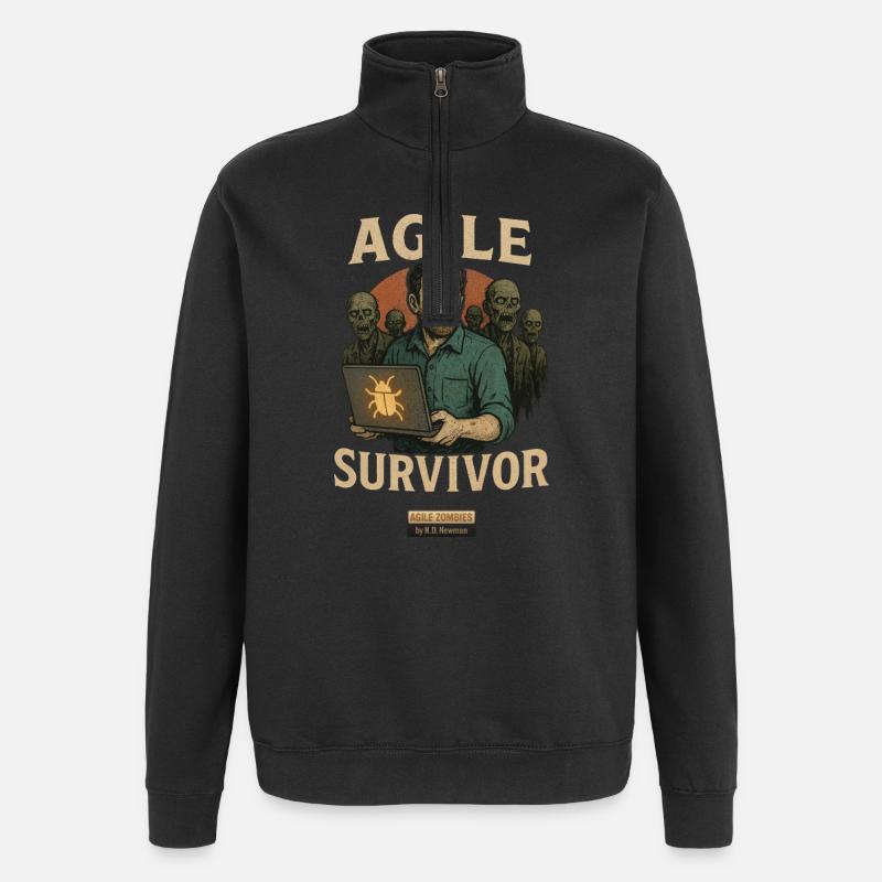 Survivant agile - Sweat à zip 1/4 - noir