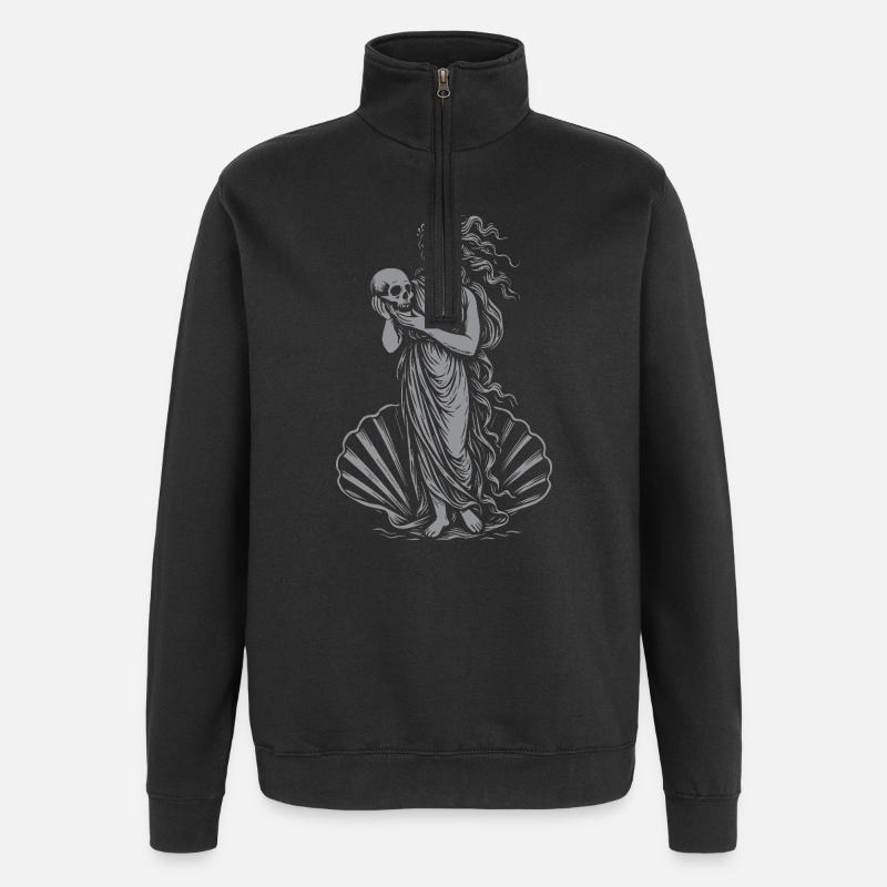 Aphrodite mythique avec crâne et éventail - Sweat à zip 1/4 - noir
