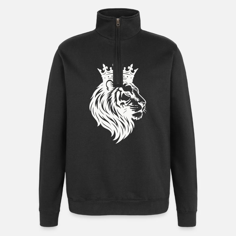 Lion Crown King - Quarter-Zip Sweatshirt - black
