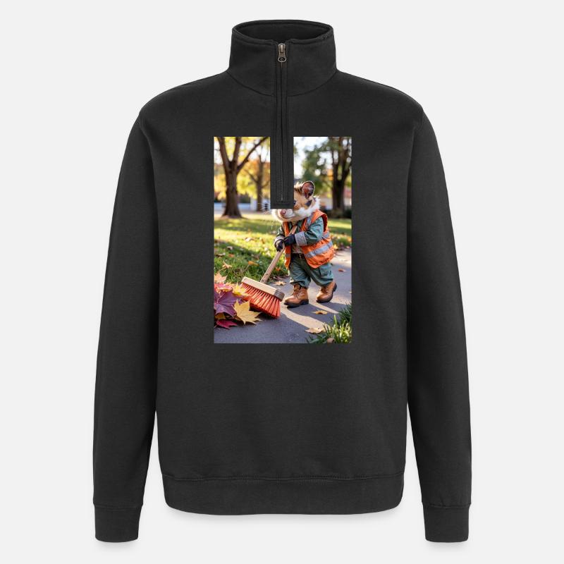 Humanoid Sweeper Hamster - Quarter-Zip Sweatshirt - black