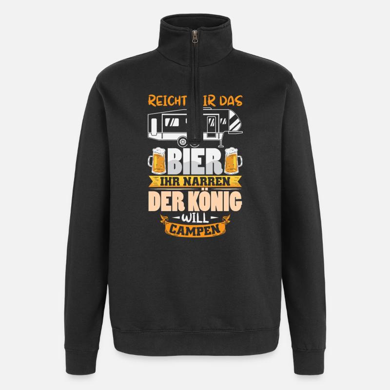 Camper Camping Caravan Saying - Quarter-Zip Sweatshirt - black