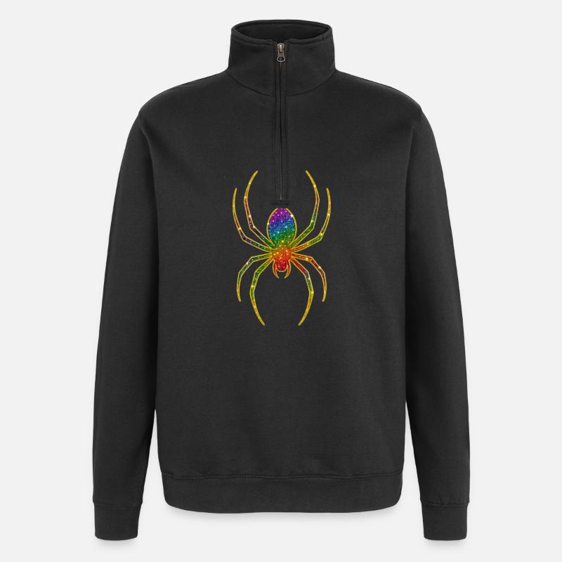 Motif araignée à paillettes arc-en-ciel - Sweat à zip 1/4 - noir
