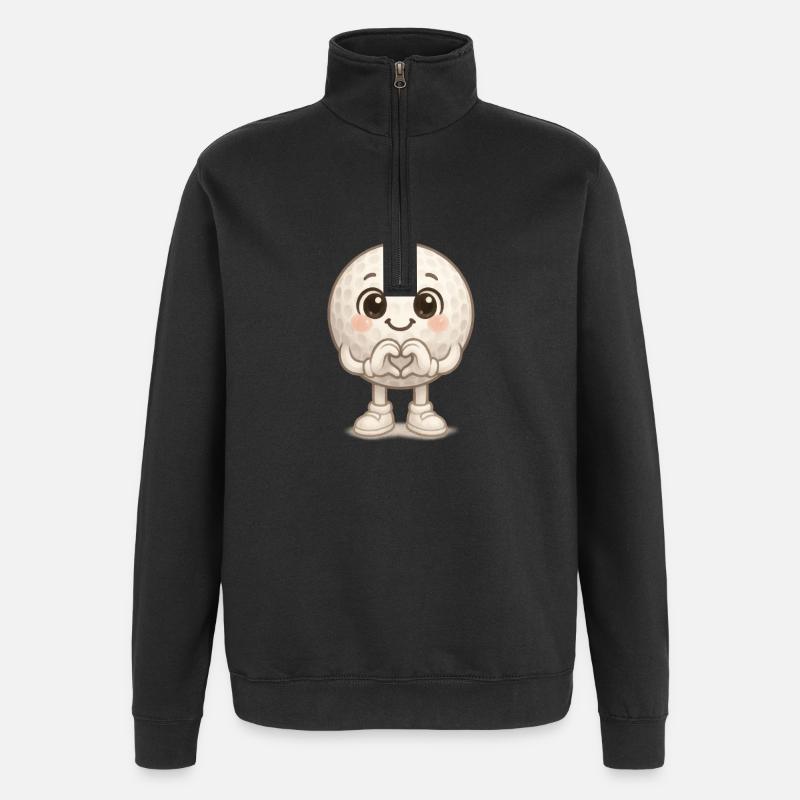 Kuschelige Golfball Golfer Herzblick - Quarter-Zip-Sweatshirt - Schwarz