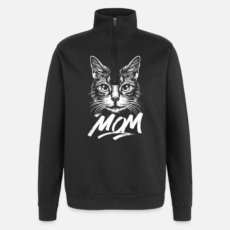 Chat-Maman-Chat-Chaton-Chat-Chats - Sweat à zip 1/4 - noir