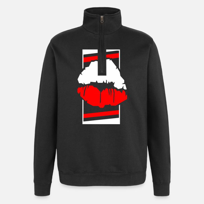 Pologne Lèvres Contraste Pop Art - Sweat à zip 1/4 - noir