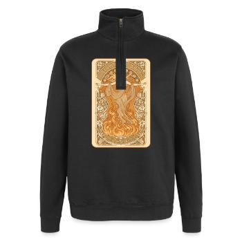 Feministisches They Didn´t Burn Witches Statement - Quarter-Zip-Sweatshirt - Schwarz - Vorne - AI Model Female 172 light (172cm) & AI Model Male 178 dark (178cm)