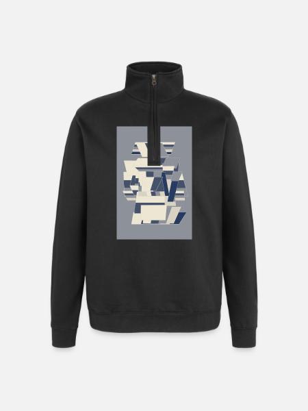 Blue Robot Warrior - Quarter-Zip Sweatshirt - black