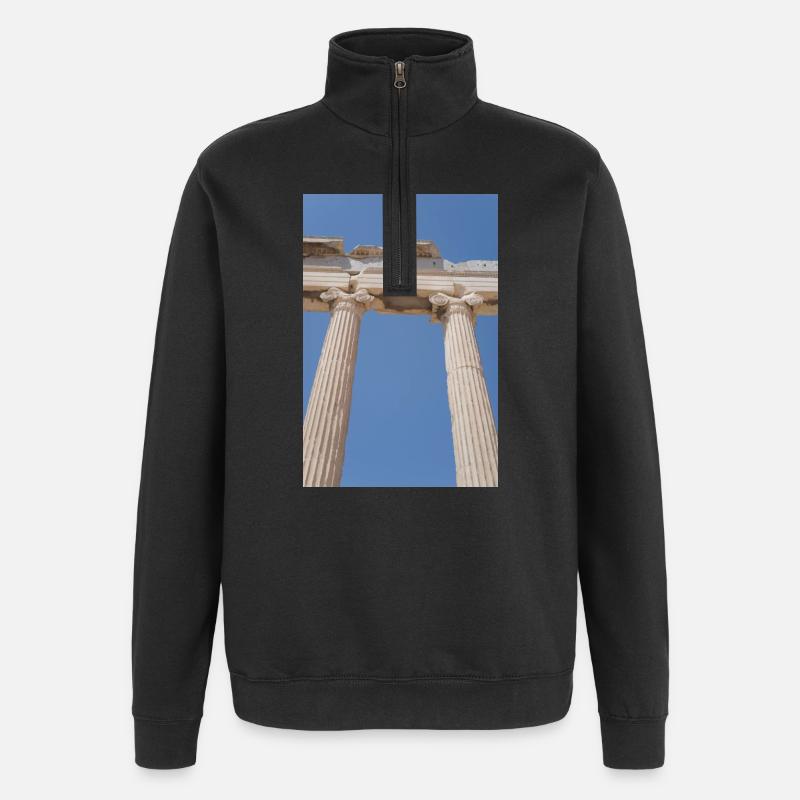 Ancient columns under blue sky, Acropolis - Quarter-Zip Sweatshirt - black