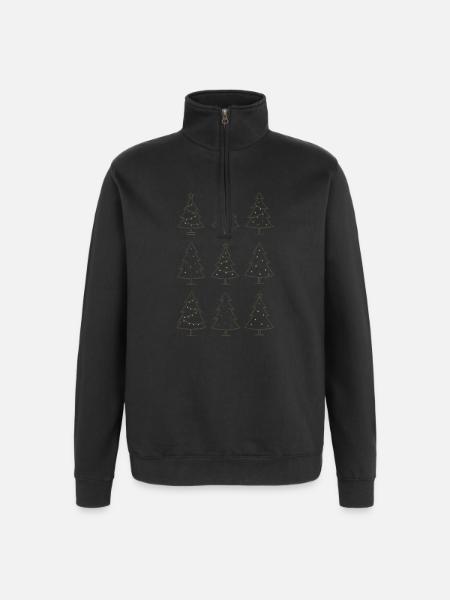 Weihnachts Motiv Christbaum Tannenbaum - Quarter-Zip-Sweatshirt - Schwarz