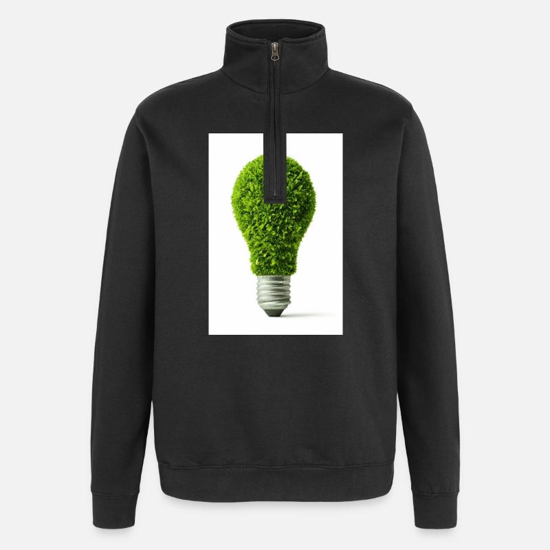 Leafy Glow Glühbirne Design - Quarter-Zip-Sweatshirt - Schwarz