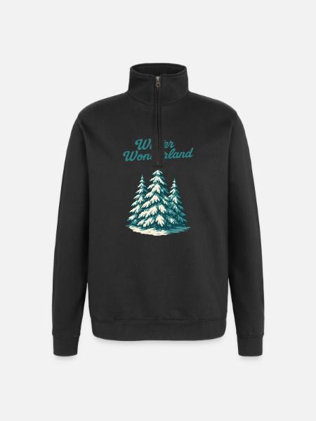 Winter Wonderland Fir Trees - Quarter-Zip Sweatshirt - black
