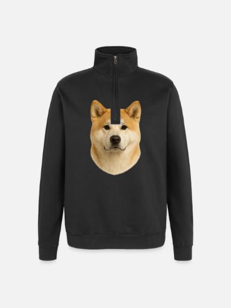 Shiba Inu Head Illustration - Quarter-Zip Sweatshirt - black