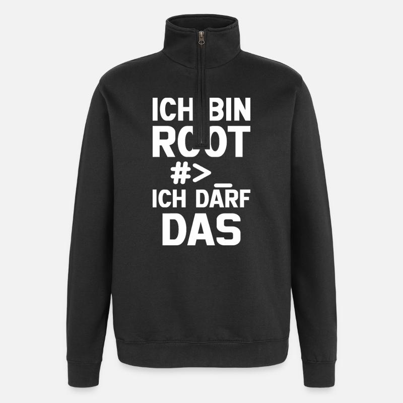 Je suis Root – Sans permission - Sweat à zip 1/4 - noir
