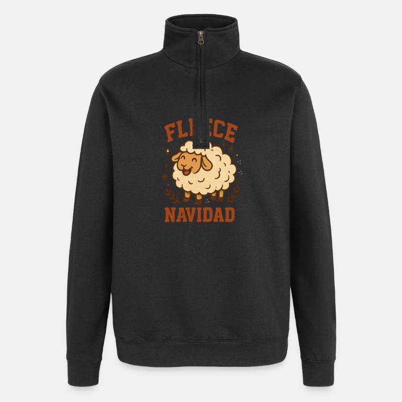 Fleece Navidad Schäfchen - Quarter-Zip-Sweatshirt - Schwarz