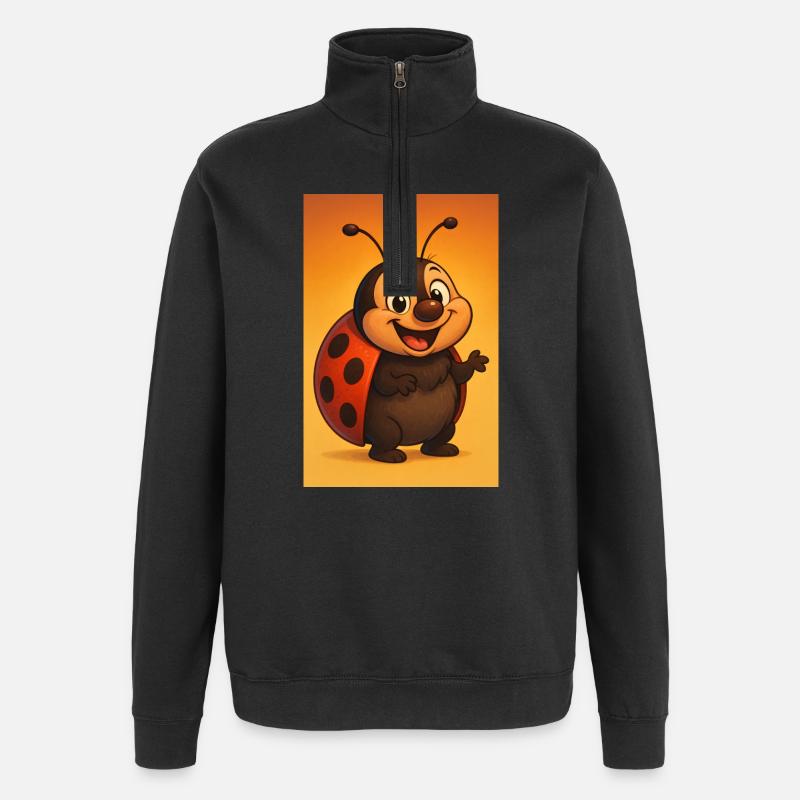 Lachende Marienkäfer bei Sonnenuntergang - Quarter-Zip-Sweatshirt - Schwarz