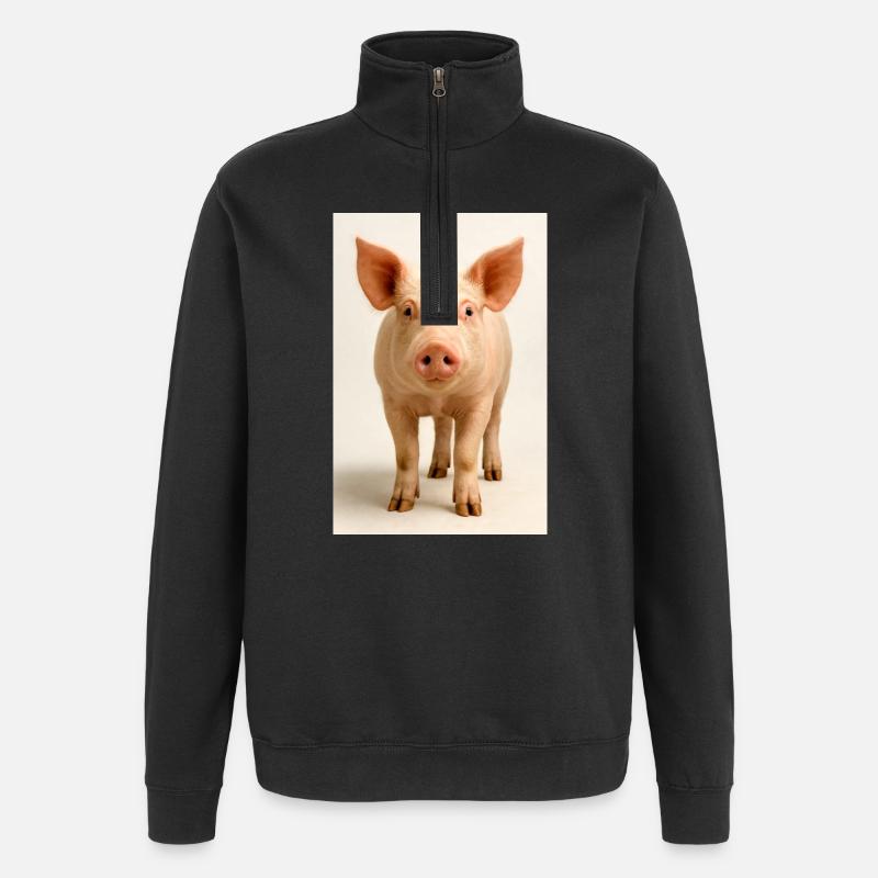Pastellschwein - Quarter-Zip-Sweatshirt - Schwarz