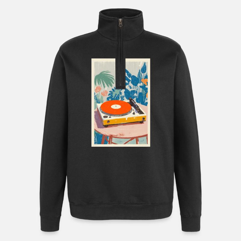 Tropical Turntable Vibe - Sweat à zip 1/4 - noir