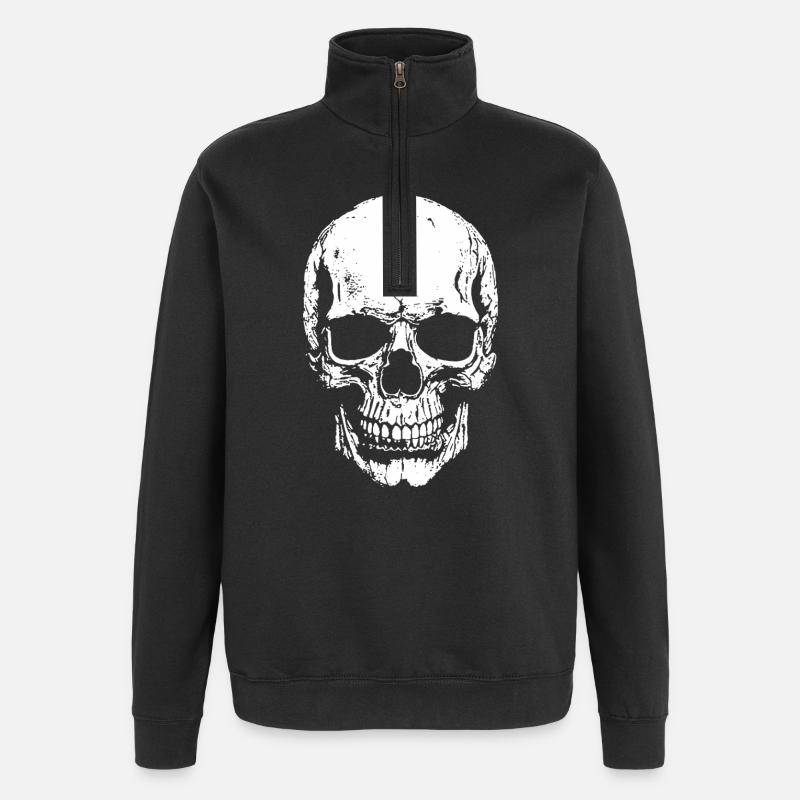 Impression de contraste crânienne - Sweat à zip 1/4 - noir