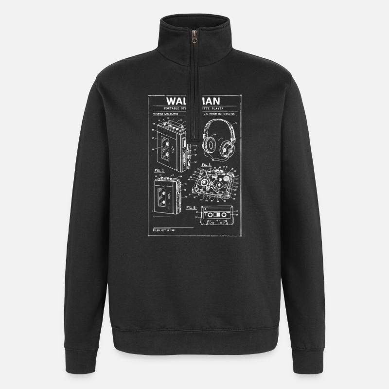 Walkman Blueprint Schematic - Quarter-Zip Sweatshirt - black