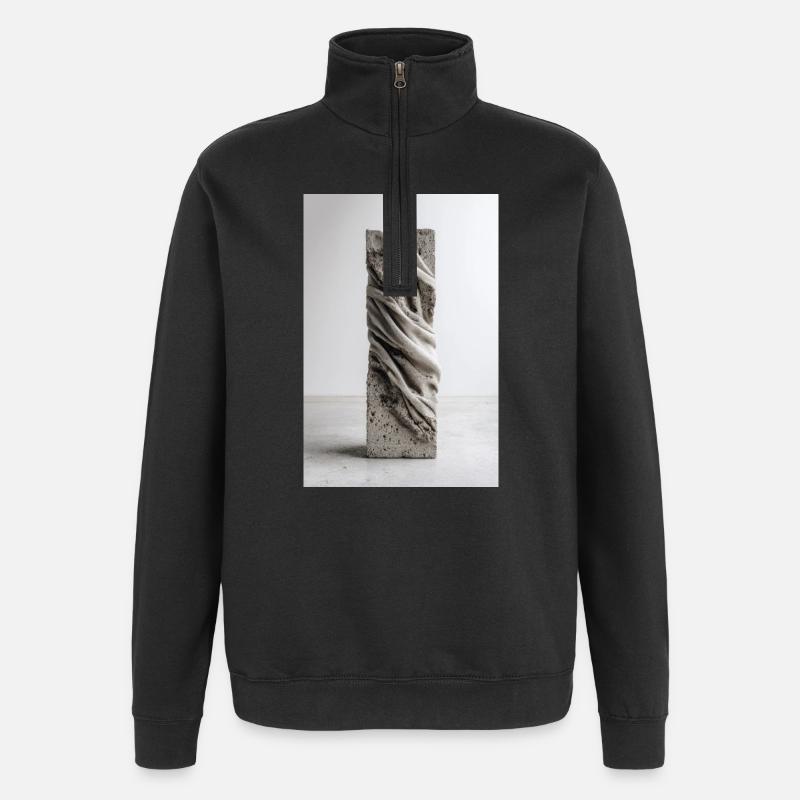 Betonader verdrehtes Gewebe - Quarter-Zip-Sweatshirt - Schwarz