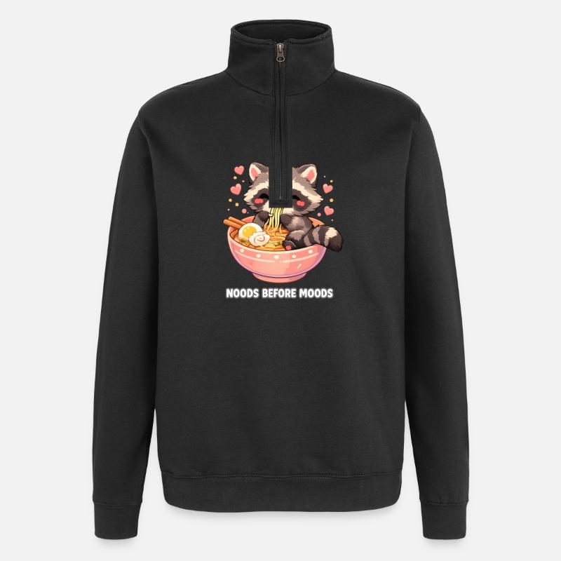 Ramen Waschbär - Quarter-Zip-Sweatshirt - Schwarz