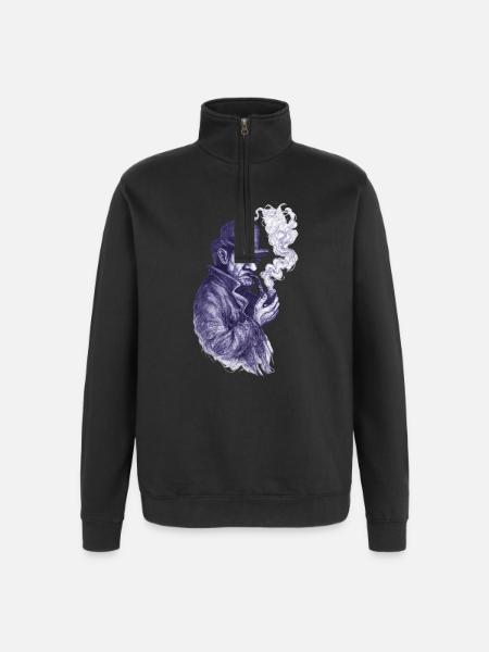Pipe Smoker Detective in the Shadows - Quarter-Zip Sweatshirt - black