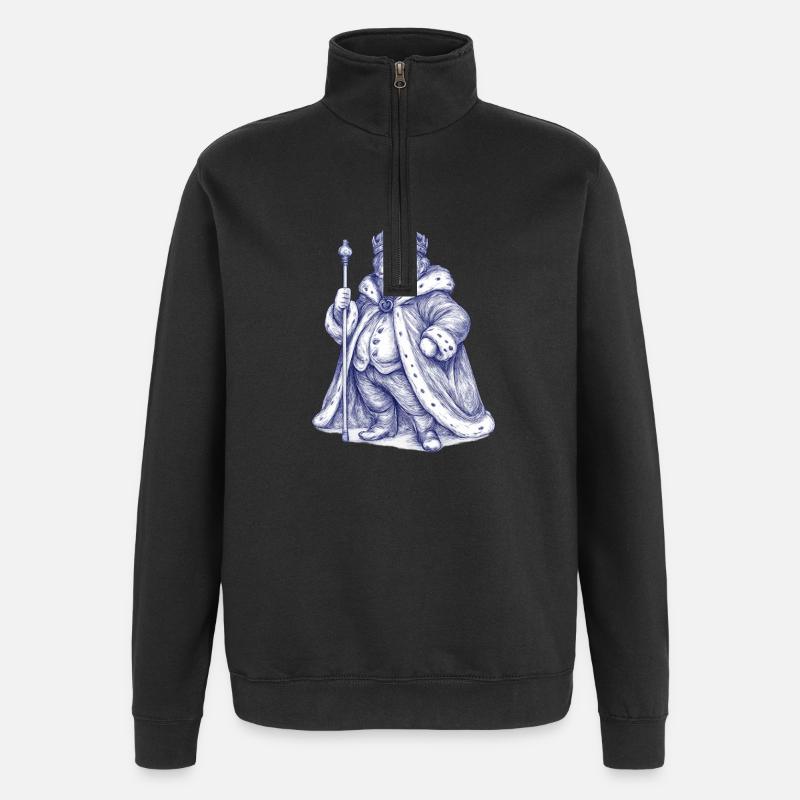King penguin in royal coat - Quarter-Zip Sweatshirt - black
