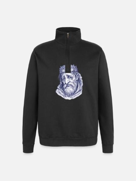 König der Blaustich-Linien - Quarter-Zip-Sweatshirt - Schwarz