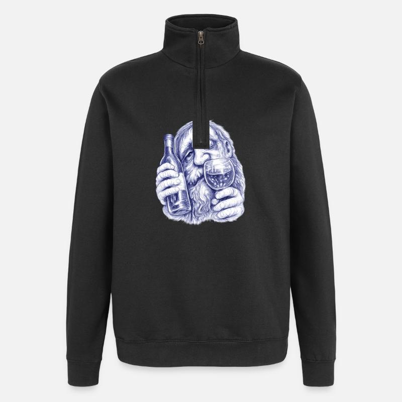 Bacchus | Wine-drunk old gentleman - Quarter-Zip Sweatshirt - black