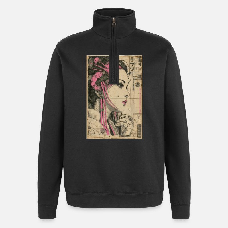 Neon-Circuit-Erbin - Quarter-Zip-Sweatshirt - Schwarz