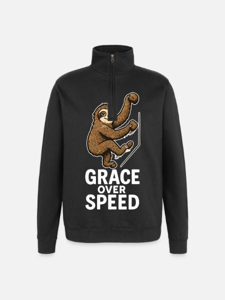 Bouldering Motivation – Grace Over Speed Gift - Quarter-Zip Sweatshirt - black