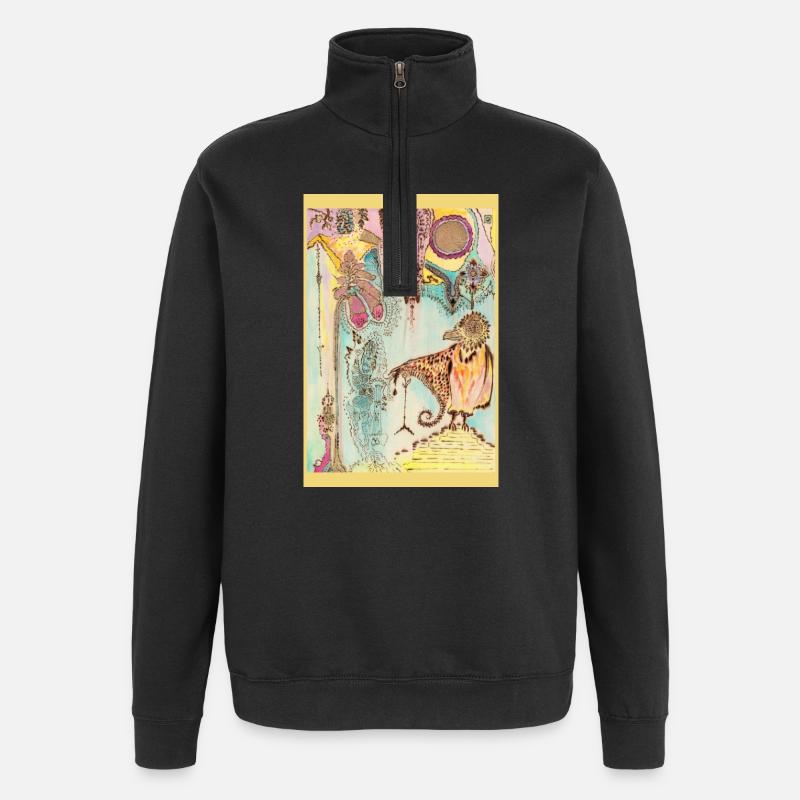 Traumvögel-Edikt - Quarter-Zip-Sweatshirt - Schwarz