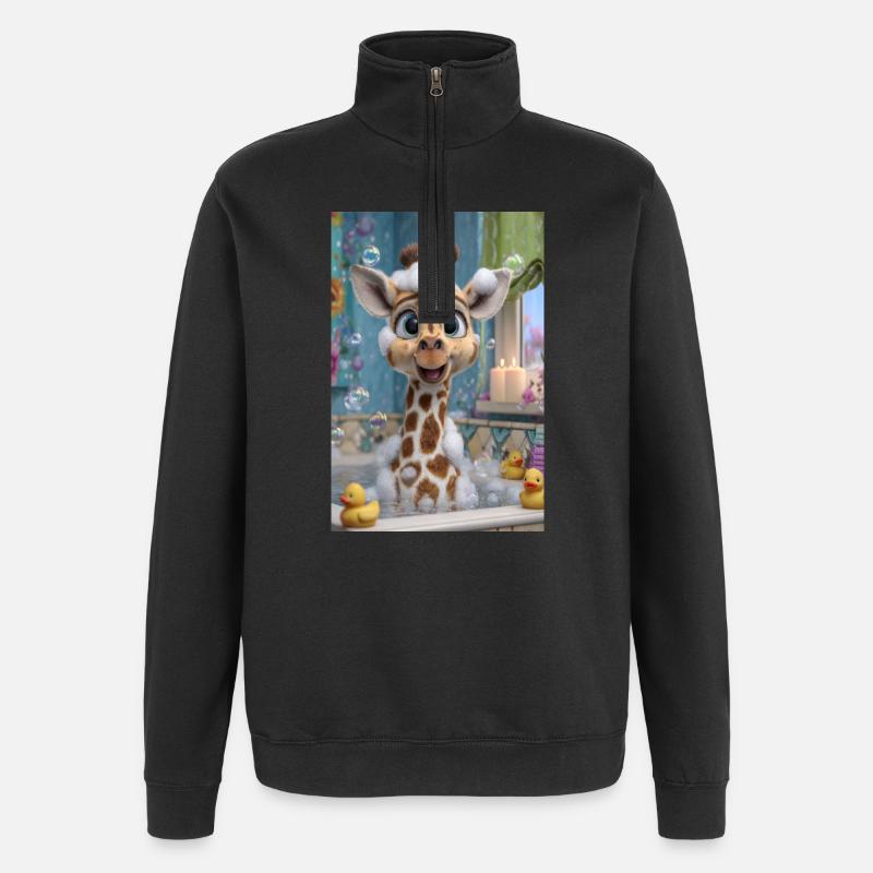 Bubble Bath Giraffe Charm - Quarter-Zip Sweatshirt - black